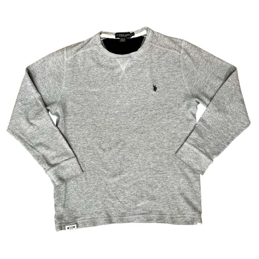 U.S. Polo Association Men’s XXL Gray Crewneck Sweatshirt Long Sleeve Waffle